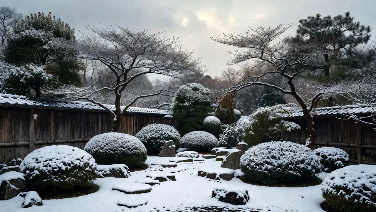 雪化粧の冬の庭